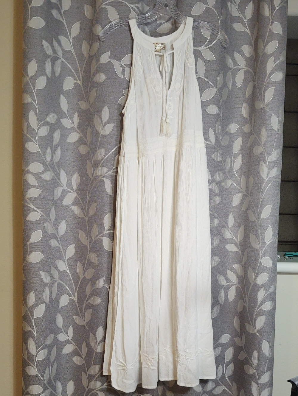 BOG Collective Women's White Boho Tassel Maxi Dress size M
